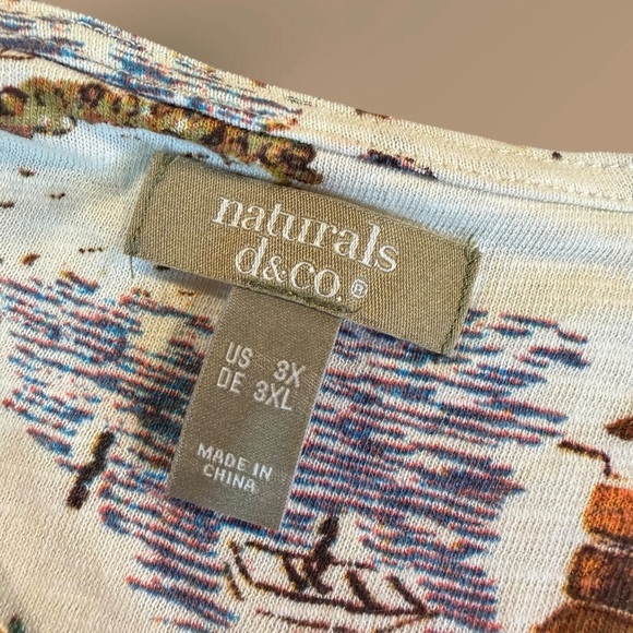 NWOT Denim & Co. Naturals Regular V-Neck Printed Midi Dress w/ Pockets in Scenic - Picture 3 of 14